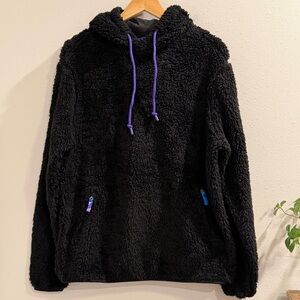 Chubbies Men’s Medium Black Sherpa Hooded Pullover Jacket Fleece Plush Soft Cozy